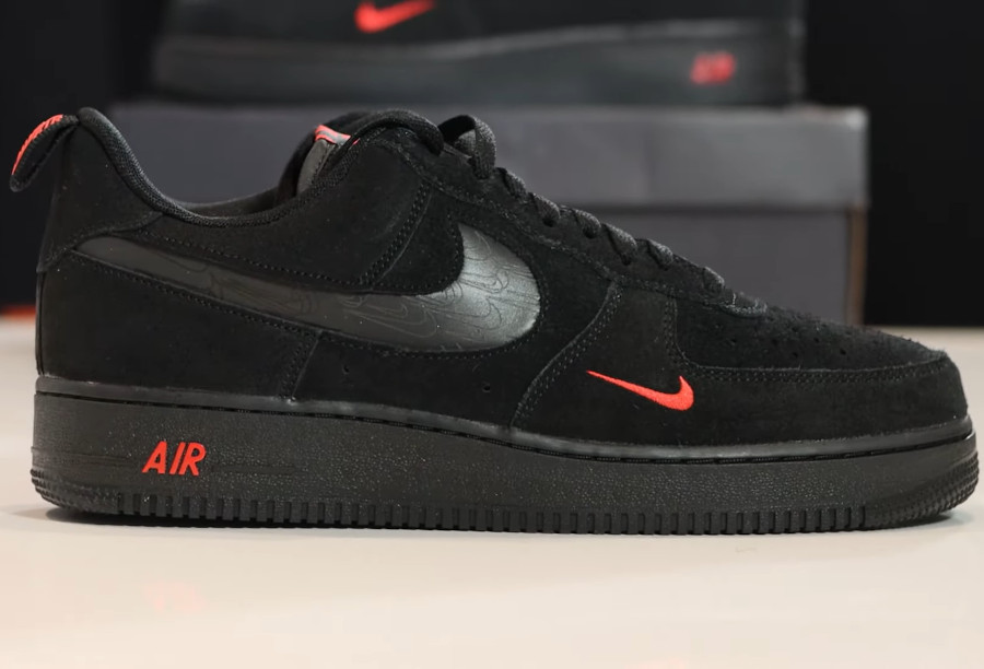 Nike AF1 Low Multi Swoosh Black Crimson Reflechissante DZ4514 001