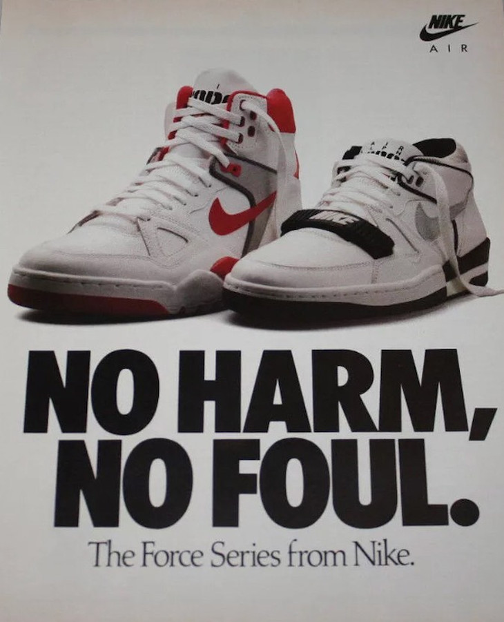 publicite Nike No Harm No Fools Nike Air Force Series 1989