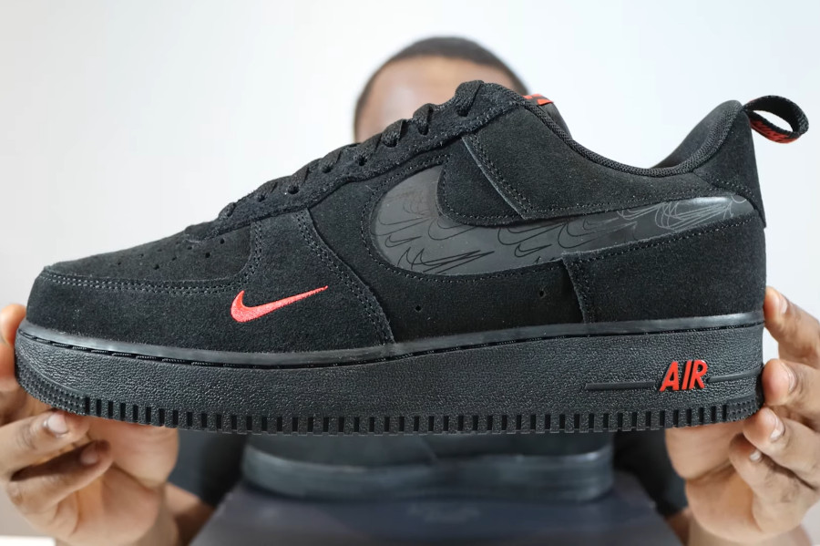 Nike amazon Air Force 1 '07 LV8 Low Multi-Swoosh Black Crimson pas cher