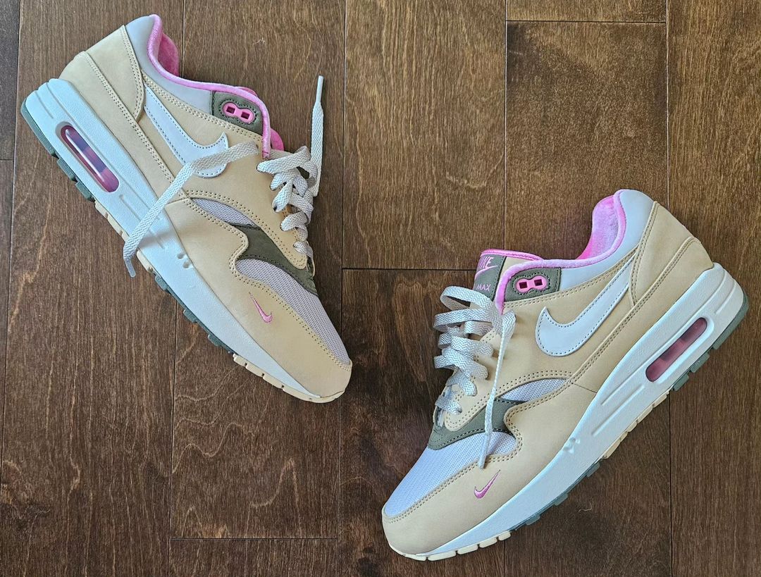 Nike Air Max 1 By You Seasame Olive Pink @thatbespokeguy