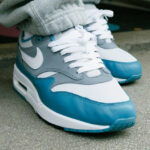 Nike Air Max 1 Noise Aqua Cool Grey on feet FB9660-001