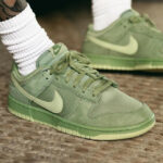 Nike Dunk Low Oil Green Olive Aura on feet (FB8895-300)