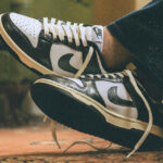 Nike Dunk Low Vintage Panda on feet