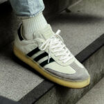 Ronnie Fieg x Clarks x adidas Samba Chalk White on feet