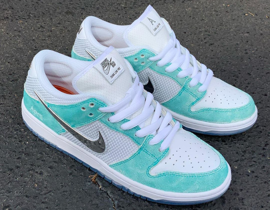 AP x Nike SB Dunk Low Pro White and Multi-Color