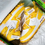 OW x Nike Air Force 1 Mid White Yellow couv