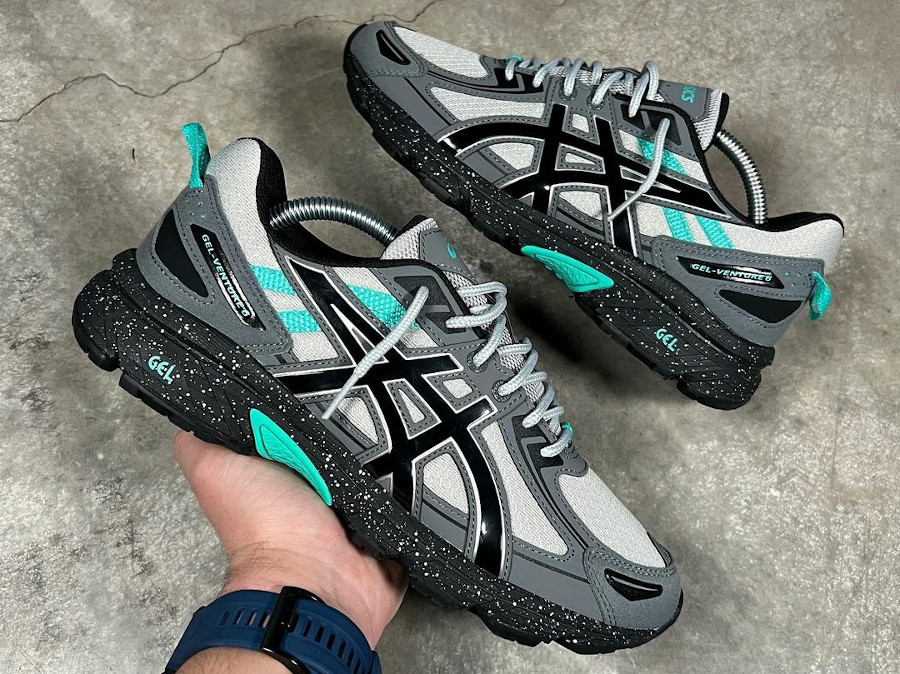 Asics Gel Venture 6 Trail Mid Grey Black Hyper Turquoise