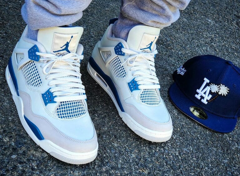 Air Jordan 4 Retro Military Blue 2024 on feet @nesone (1)