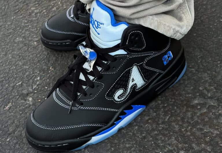 Air Jordan 5 Awake NY Black Racer Blue on feet DV4982-004 (couv)