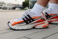 Pharrell Williams x adidas Virginia Adistar Jellyfish Orange on feet JP9261 (couv)