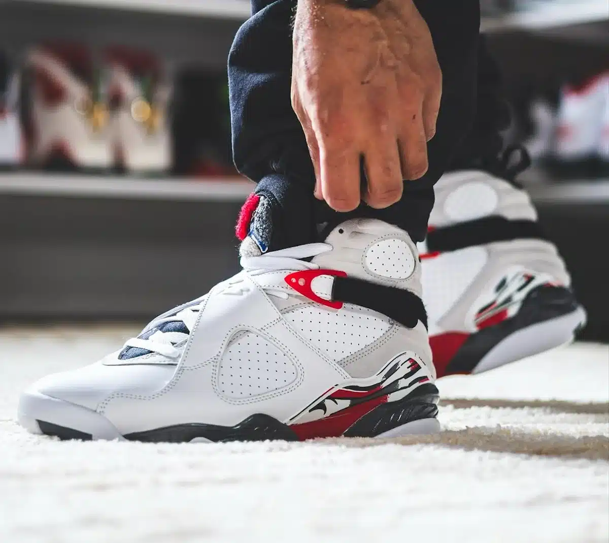 Air Jordan 8 blanche grise et rouge 305381-100 (3)