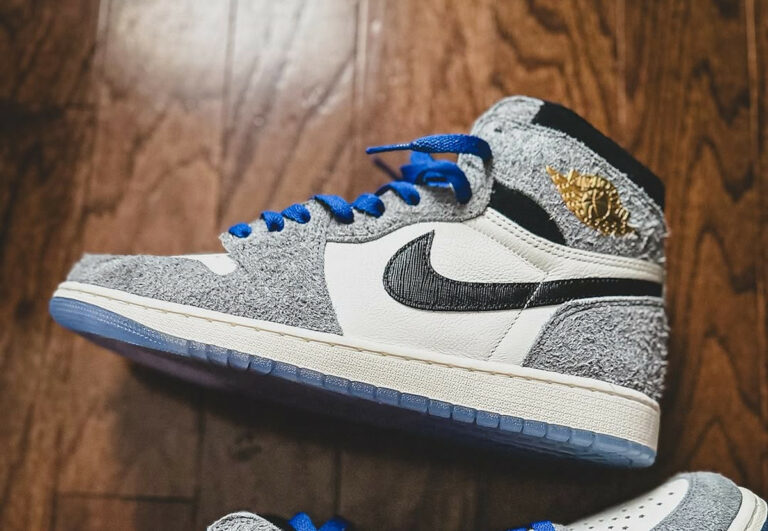 AJ1 blanche avec du daim poilu gris DZ5485-003 (couv)