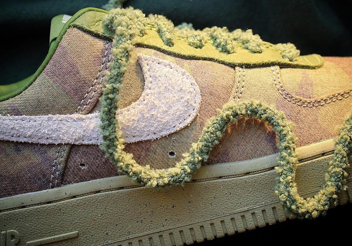 Toile camouflage Wheatgrass et virgule daim blanc AF1 Low Asparagus (couv)