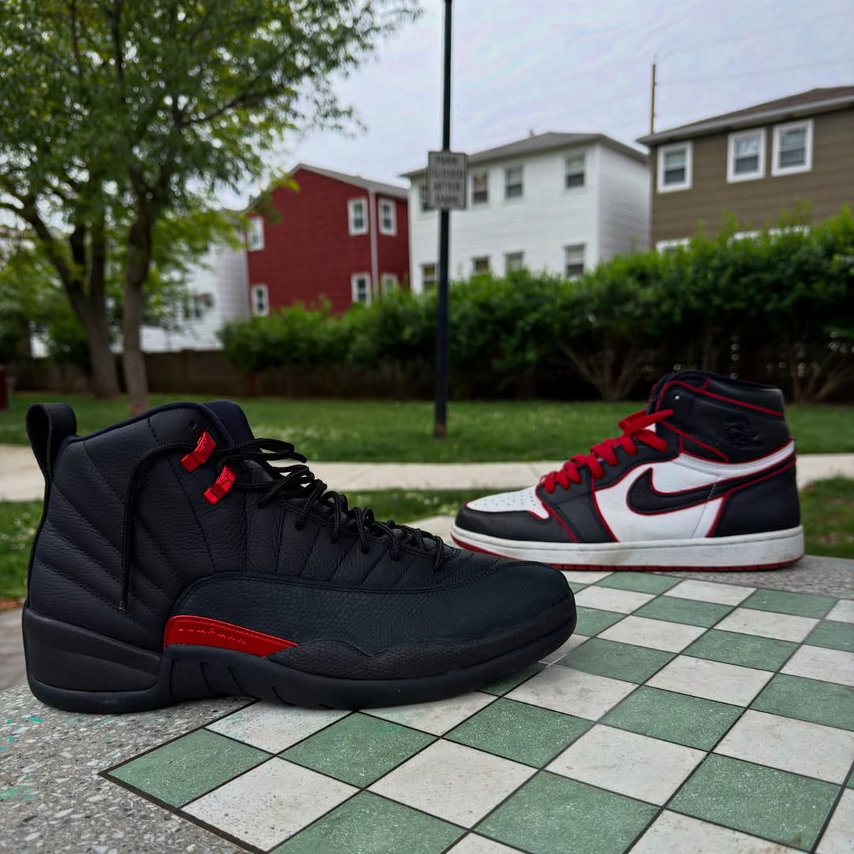 Air Jordan 12 Bloodline vs Jordan 1 Retro High OG Bloodline
