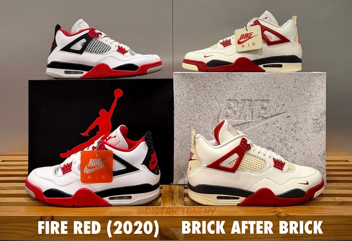 Air Jordan 4 Brick after Brick vs Air Jordan 4 OG Fire Red (1)