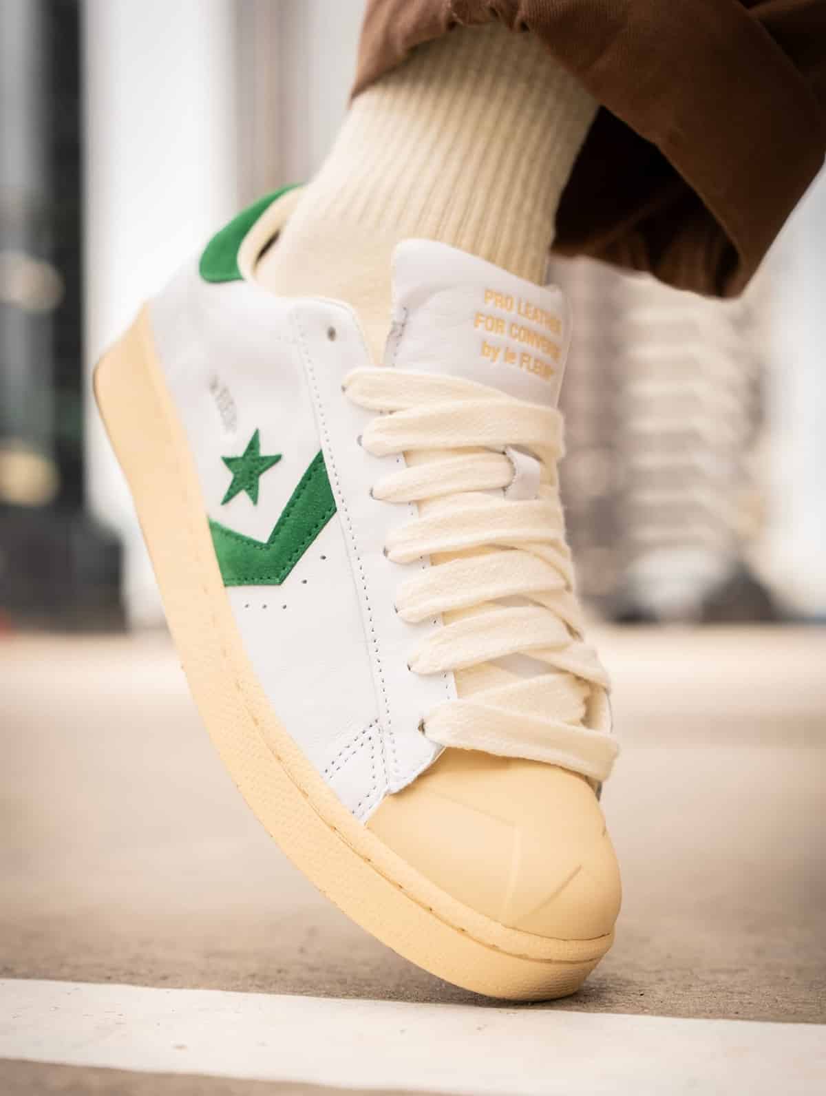 Converse Pro Leather Low blanche et verte 2026 (2)
