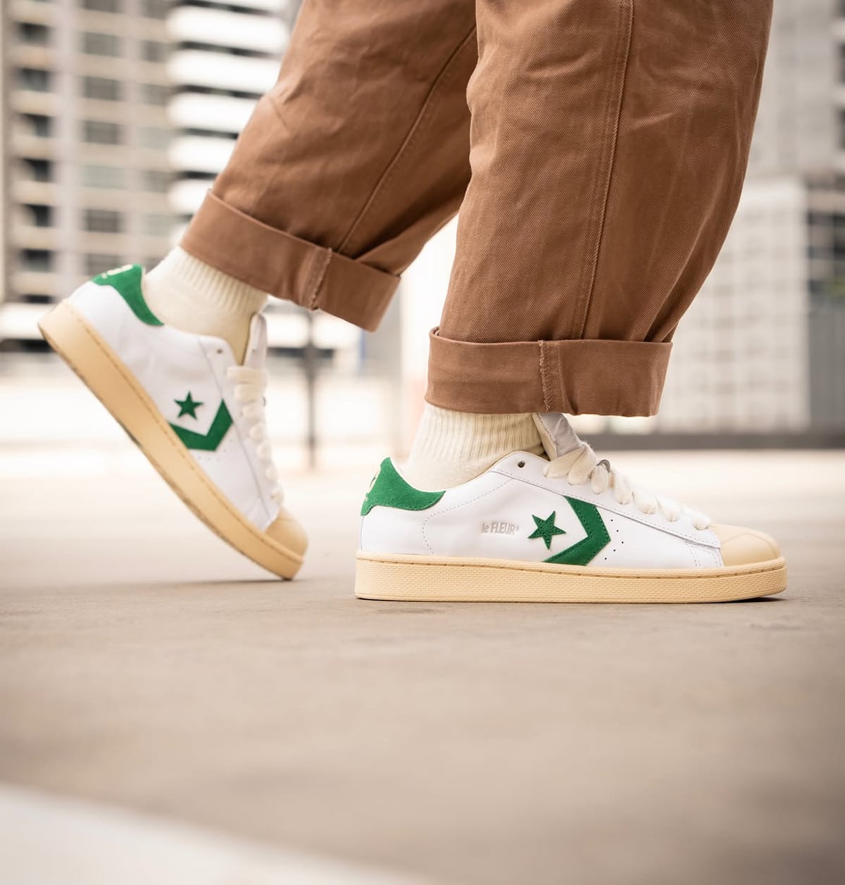 Converse Pro Leather Low blanche et verte 2026 (3)