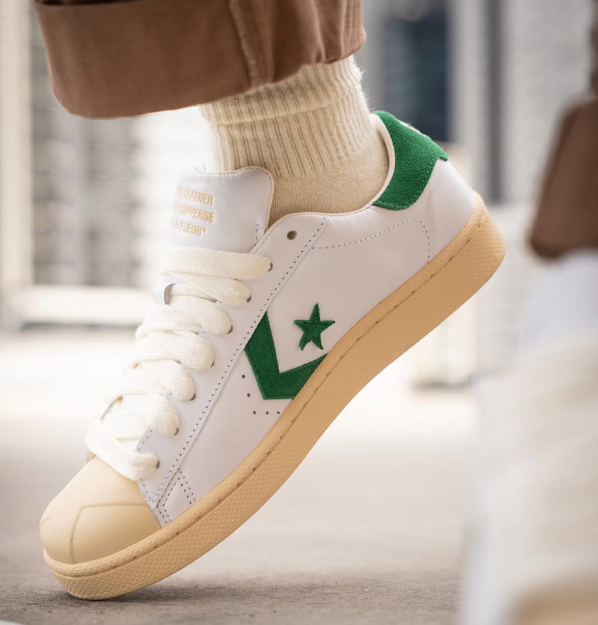 Converse Pro Leather Low blanche et verte 2026 (4)