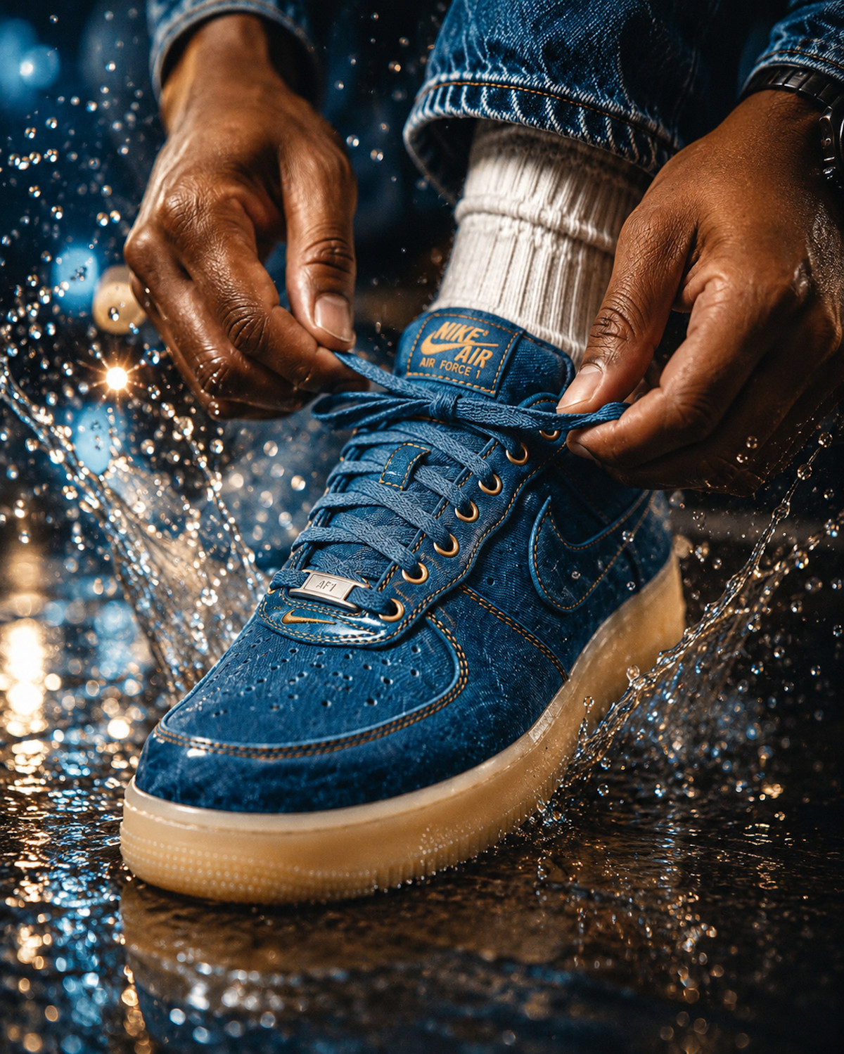 Nike Air Force 1 Low Retro Patent Denim IM5757-400 (2)
