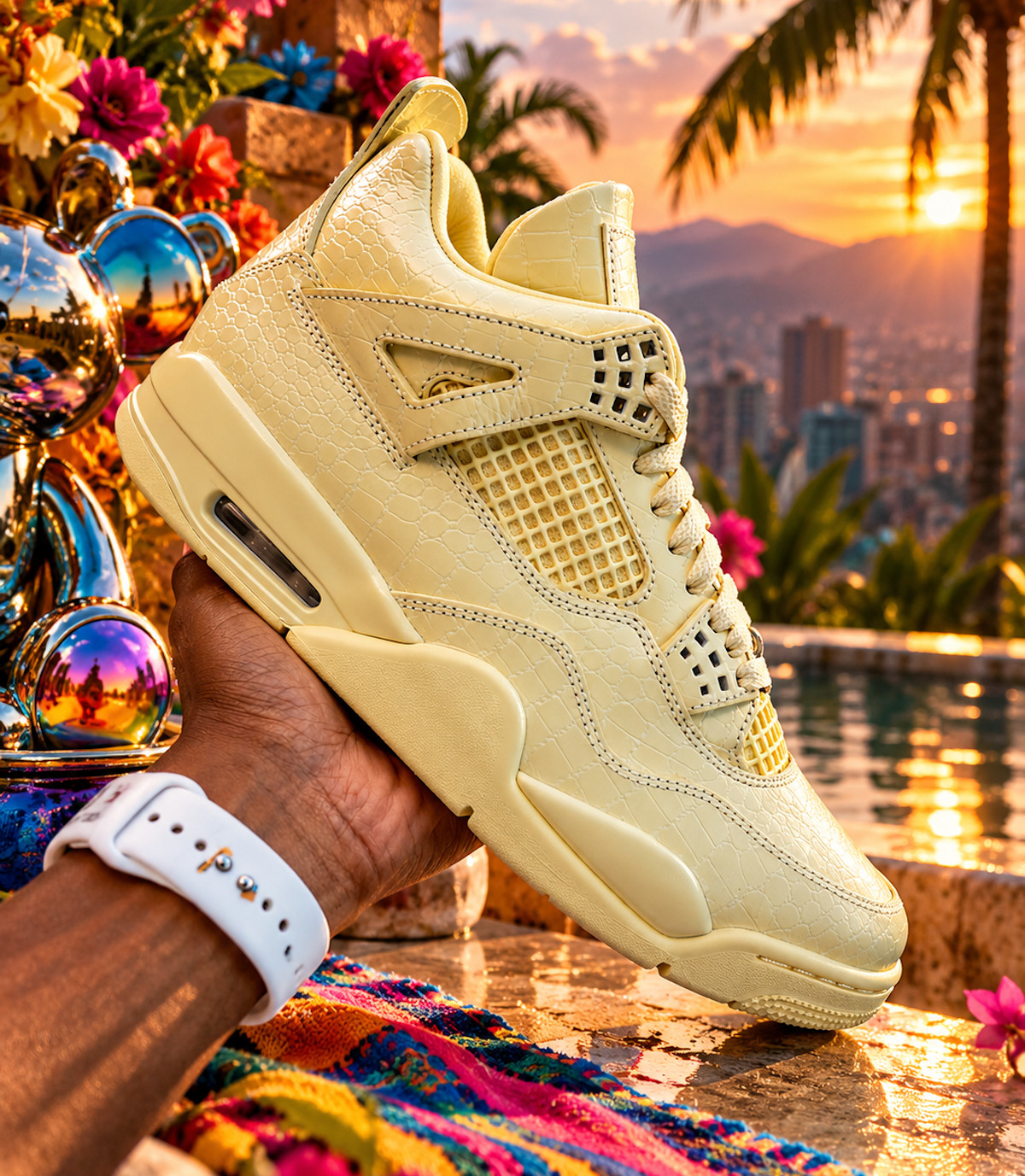 Air Jordan 4 J Balvin jaune pastel