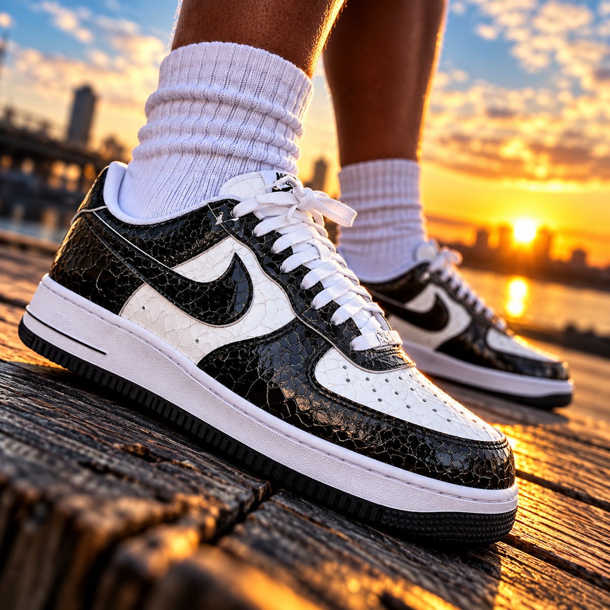 Nike Air Force 1 Low '01 Cracked Leather Black White