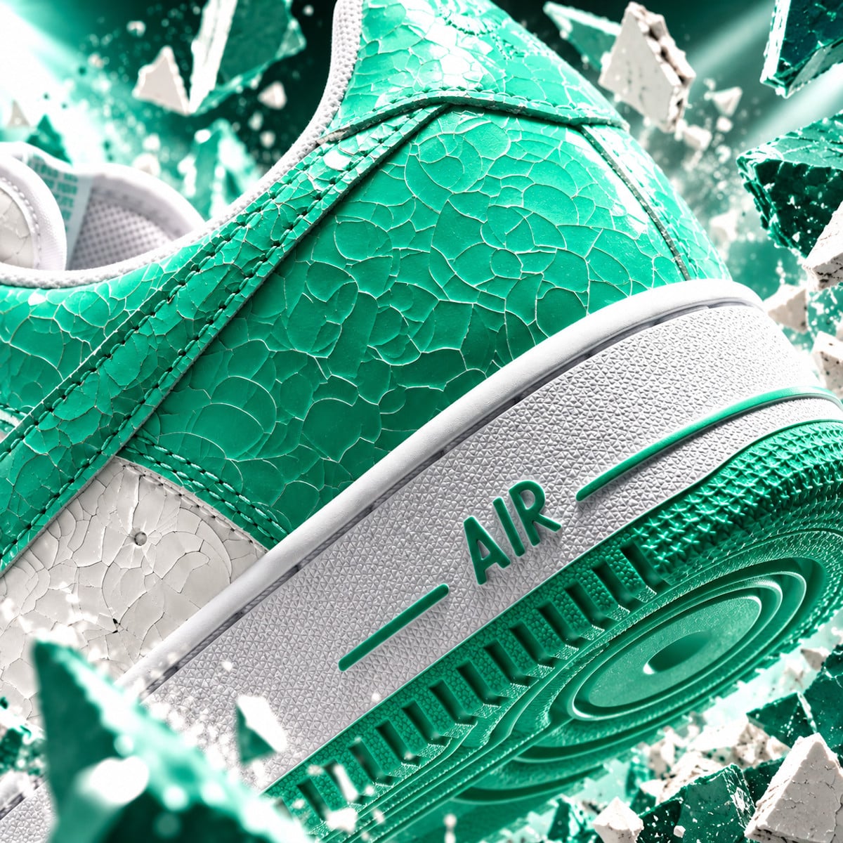 Nike Air Force 1 en cuir craquelé vert menthe (1)