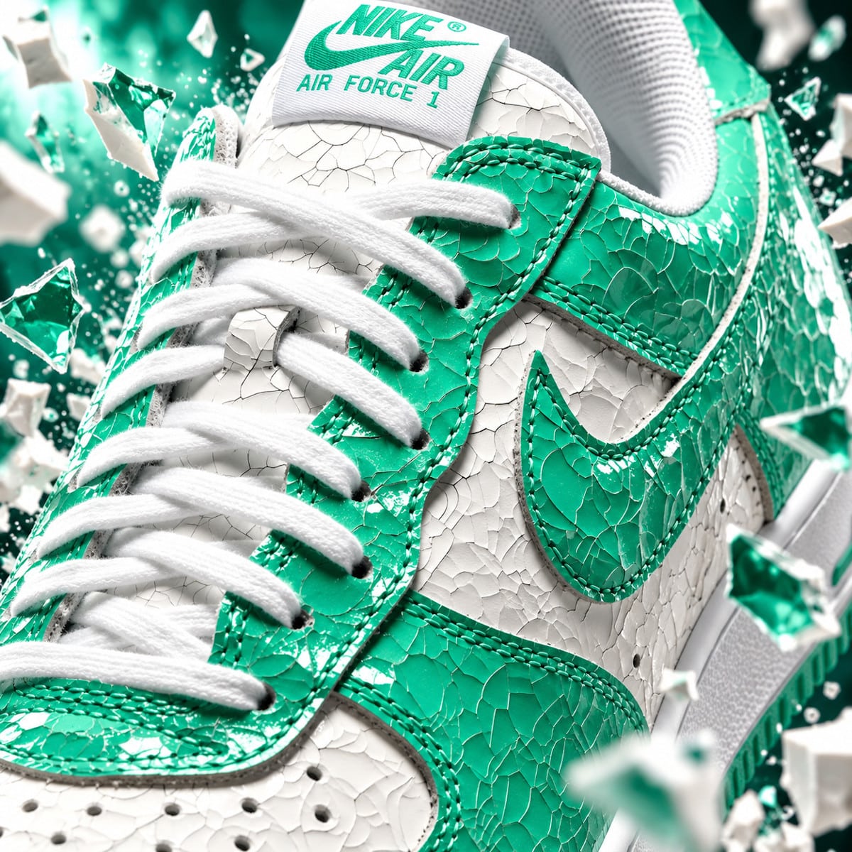 Nike Air Force 1 en cuir craquelé vert menthe (2)