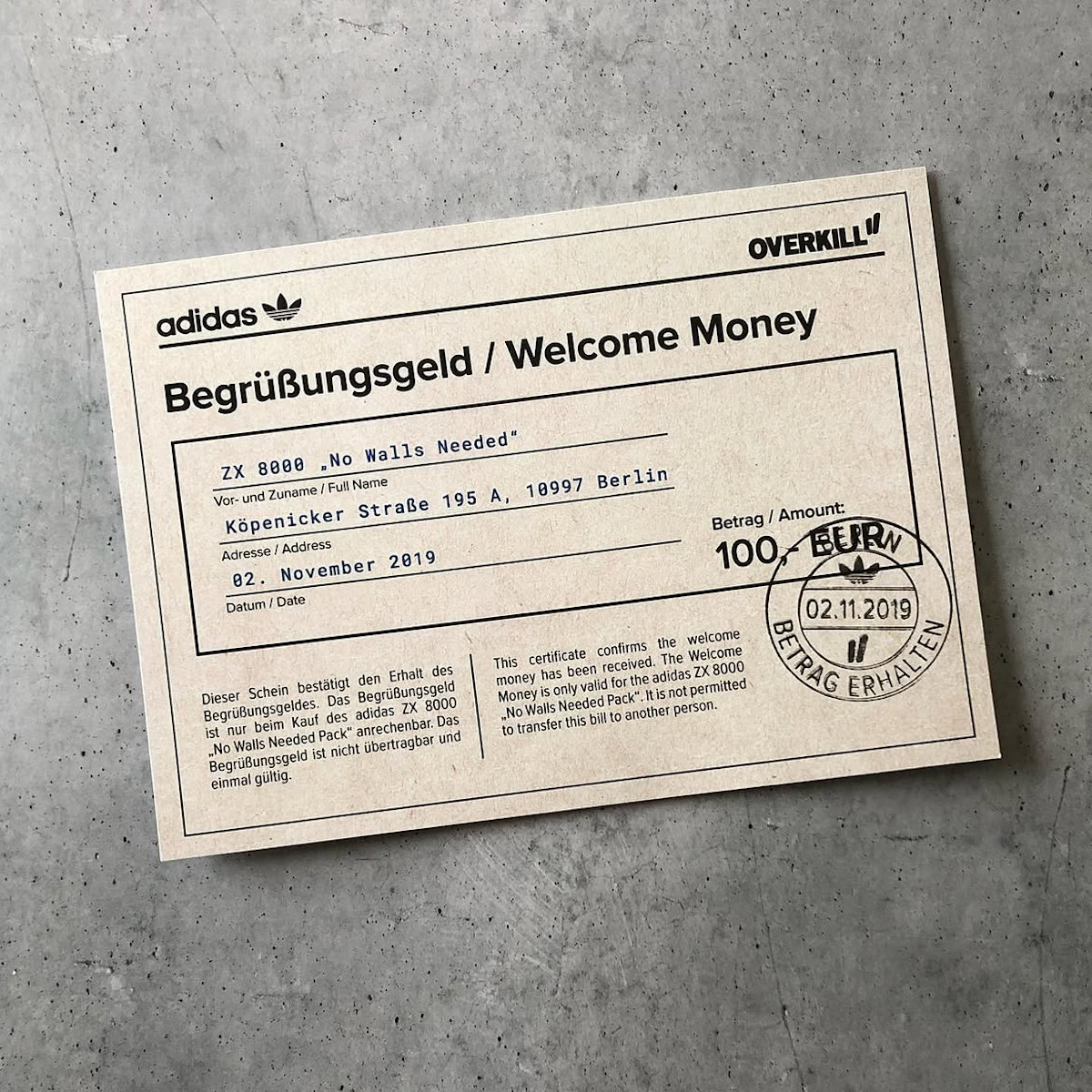 adidas ZX 8000 No Walls Needed Begrüßungsgeld